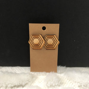 Hexagon Wood Earrings